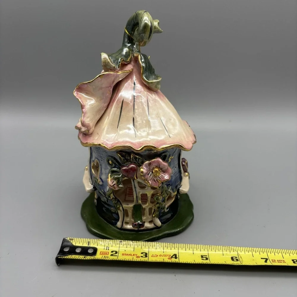 Blue Sky Clayworks Fairy Squash Blossom Tea Light Candle Holder Signed, No Box